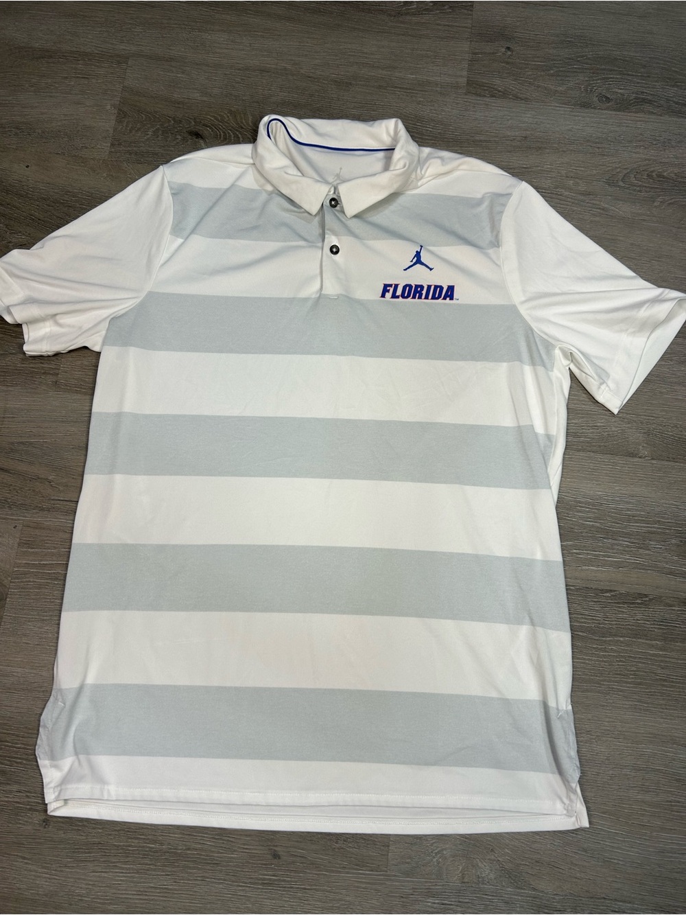 Florida Gators Jordan Polo Shirt Mens Large White Grey Basketball Dri-Fit UF